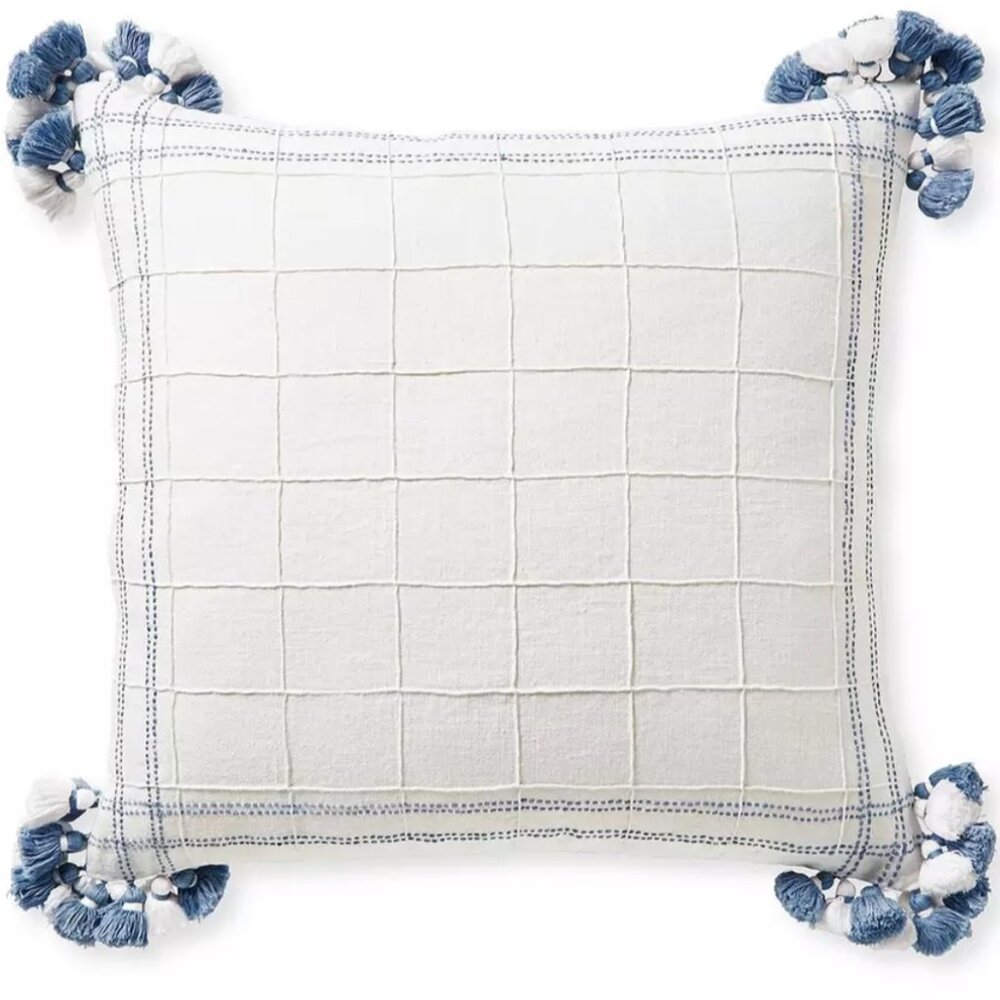 Serena & Lily Tarifa Pillow Cover 24"- NWT - French Blue/White